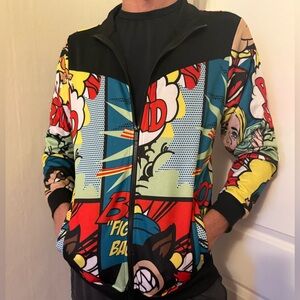 Reason NYColorful Comic Print Zip-Up Jacket